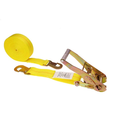 Us Cargo Control 2" x 27' Yellow Ratchet Strap w/ Flat Snap Hook 5027FSH-Y